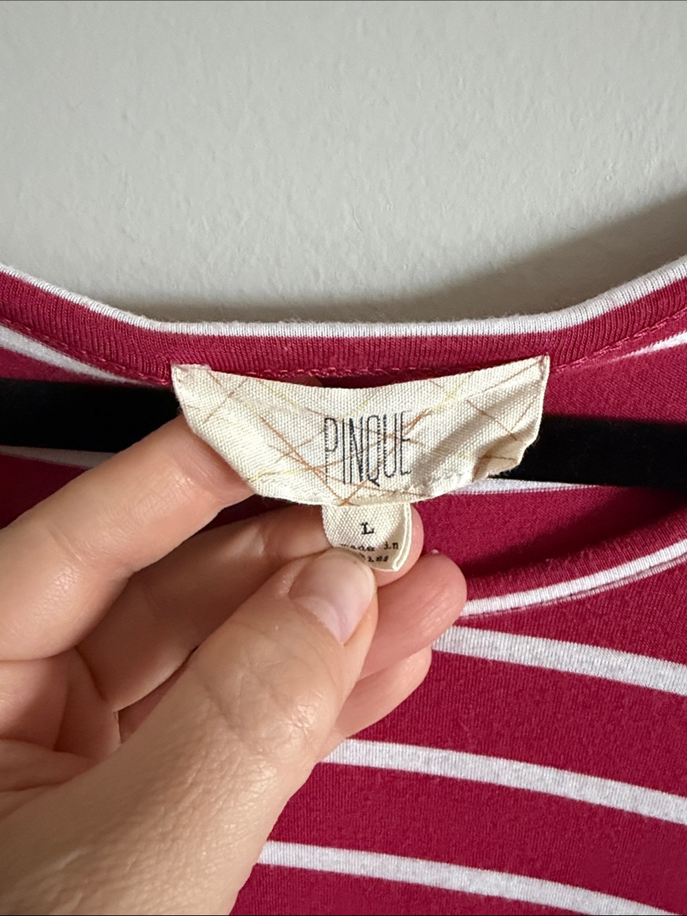 Striped Knot-Front Short Sleeve Tee - Raspberry & White - Picture 2 of 7